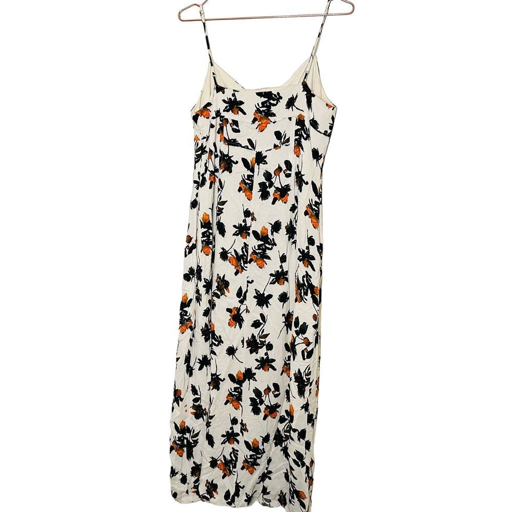Derek Lam Floral Camisole Button Front V-Neck Slit Front Stretch Crepe Dress 10 - Picture 4 of 16
